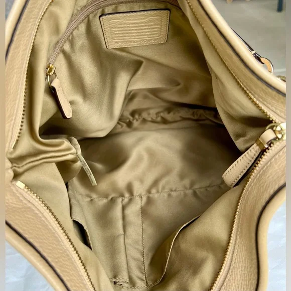 Coach Madison Tan Pebbled Leather Slouch Hobo with Crossbody Strap Style - Picture 12 of 15